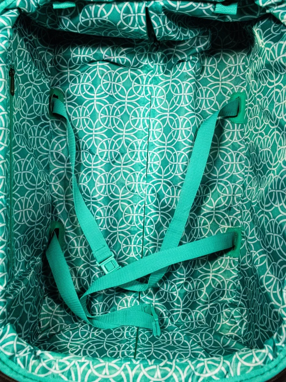 Cynthia Rowley Brown Carry-On Spinner with Teal Accents